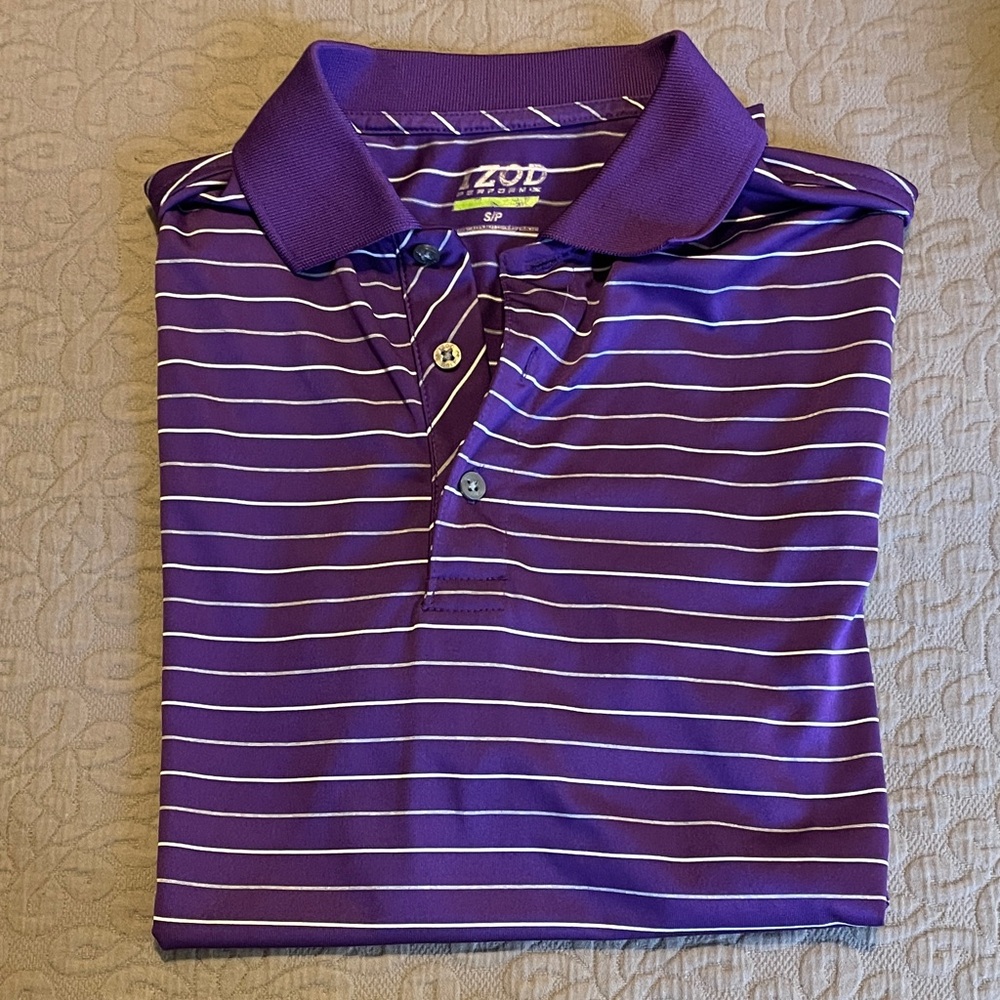 Izod Purple Polo with White Stripes